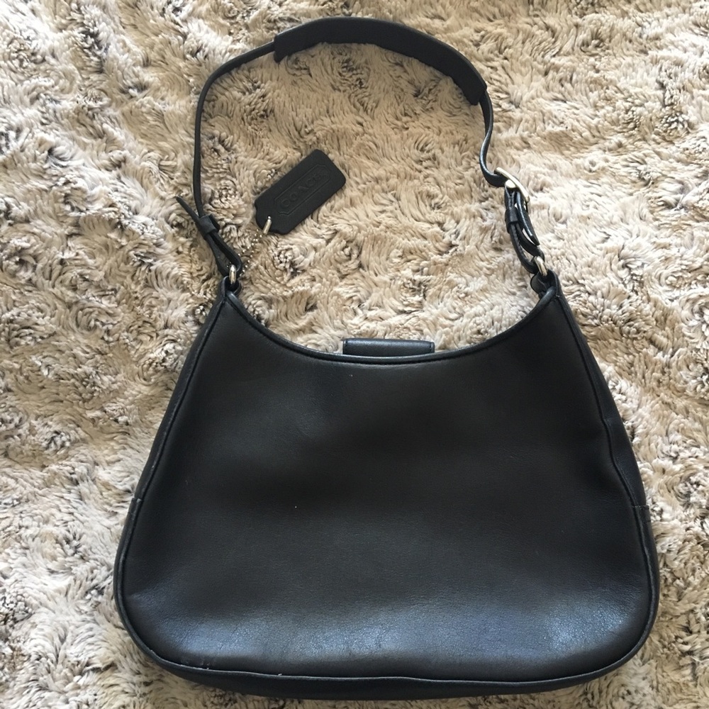 Authentic black leather Coach purse